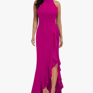 Women s high neck Split bodycon Dress Pink